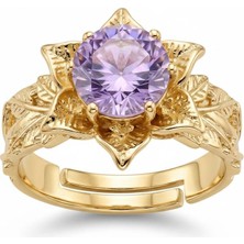 Wind Silver Mor Zirkon Taşlı Lotus Yüzük