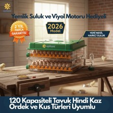 Aycer EP-120 Yumurta Kapasiteli Tam Otomatik Kuluçka Makinesi - Yeni Nesil Harici Suluklu, Dijital Nem ve Sıcaklık Göstergeli ( Lisinya )