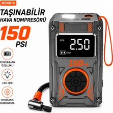 Raylax Taşınabilir Hava Kompresörü 150 Psı 4000MH Powerbanklı Dijital Lastik Şişirme Pompası LED Işıklı