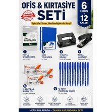 Anı Ofis Kırtasiye Ofis Kırtasiye Seti 6 Ürün | Delgeç + Zımba Makinesi + 3 Kutu Zımba Teli + 100'LÜ Poşet Dosya + 50'li Telli Dosya + 12'li Tükenmez Kalem