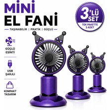 Raylax Mini El Fan Şarjlı Kulaklı Telefon Standlı Taşınabilir Mini Fan Sogutucu