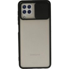 Senson Samsung Galaxy A22 Kılıf Palm Buzlu Kamera Sürgülü Silikon - Siyah