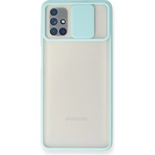 Senson Samsung Galaxy M51 Kılıf Palm Buzlu Kamera Sürgülü Silikon - Turkuaz