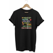 Tarz Yeri 24 Kasım Öğretmenler Günü Hediye Temalı Oversize Bisiklet Yaka T-Shirt - Siyah