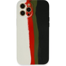 Senson Apple Iphone 12 Pro Max Kılıf Ebruli Lansman Silikon - Beyaz-Siyah