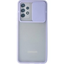 Senson Samsung Galaxy A72 Kılıf Palm Buzlu Kamera Sürgülü Silikon - Lila