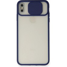 Senson Apple Iphone Xs Max Kılıf Palm Buzlu Kamera Sürgülü Silikon - Lacivert