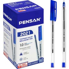 Pensan Tükenmez Kalem Şeffaf Üçgen 1.0 2021 Mavi 50