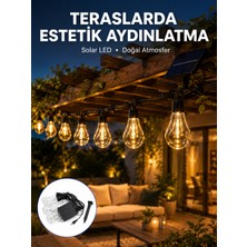 Arenes Güneş Enerjili LED Ampul Zincir Işık Sıcak Beyaz Dekoratif Bahçe Aydınlatması - Lisinya
