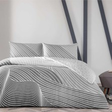 Taç Crumbly Düz Pamuk Nevresim Takımı, Gri, Çift Kişilik