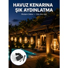 Getittir Güneş Enerjili Dış Mekan LED Ampul Işık Zinciri Bahçe ve Teras Dekorasyonu - Lisinya