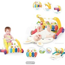İlkyaz Fashion BIB6016- Vardem Piyanolu Bebek Yürüteci ve Tavşan Desenli Kırmızı Oyun Halısı  2 In 1