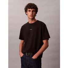 Calvin Klein Calvın Kleın Erkek Marka Logolu Organik Pamuklu Günlük Kullanıma Uygun Siyah T-Shirt LV04LC241G Ub1