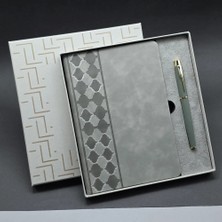 İlkyaz Fashion Kutulu Gri Defter ve Metal Kalem Seti