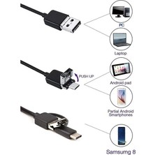 İlkyaz Fashion Endoskop 3 In 1 Yılan Kamera USB Micro USB Type-C 10M SERT KABLO