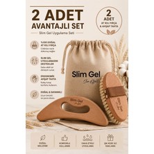 Slim Gel %100 Doğal At Kılı Fırçası (Kese Hediye ) ve Ahşap Selülit Masaj Aleti 2' Li Bakım Seti