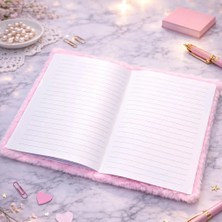 İlkyaz Fashion Kalpli Pembe Peluş Defter