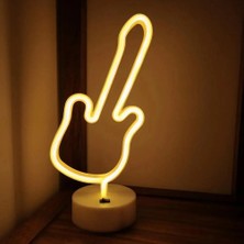 İlkyaz Fashion Neon Gitar Masa Lambası Pil + USB