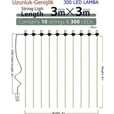 İlkyaz Fashion 8 Fonksiyonlu Peri Perde LED Uzaktan Kumandalı Günışığı Perde Peri LED (3 mt x 3 Mt)