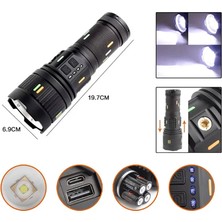 İlkyaz Fashion Pro F-3001 Alüminyum Tg LED Güç Göstergeli Type-C Şarjlı El Feneri 100 W