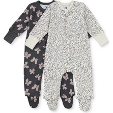 Mothercare Kız Bebek Tulum Çiçek Baskılı Çıtçıtlı Bisiklet Yaka Long Sleeve Patikli