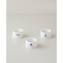 English Home Mariner Sun Stoneware 3'lü Çerezlik 6,5 cm Mavi-Kırmızı
