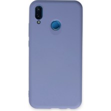 Newface Huawei P20 Lite Kılıf Velura Kapak – Nano Silikon & Kadife Iç Yüzey - Lila