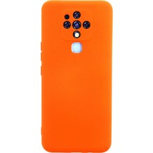 Newface Tecno Camon 16 Kılıf Velura Kapak – Nano Silikon & Kadife Iç Yüzey - Turuncu