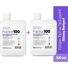 Factor100 Spf50+ Güneş Kremi 100 ml 2 Adet Tüm Cilt Tipleri İçin Suya Dayanıklı Koruma