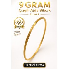 Aks Gold 22 Ayar TSE Belgeli (9 GRAM) Çizgili Ajda Altın Bilezik İşçiliksiz