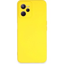 Newface Realme C35 Kılıf Velura Kapak – Nano Silikon & Kadife Iç Yüzey - Sarı