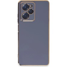 Newface Xiaomi Poco X5 Pro 5g Kılıf Aurex Kapak – Gold Detaylı Parlak Yüzey Premium Tasarım - Mavi