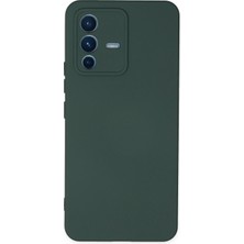 Newface Vivo V23 5g Kılıf Velura Kapak – Nano Silikon & Kadife Iç Yüzey - Koyu Yeşil