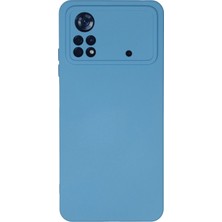 Newface Xiaomi Poco X4 Pro 5g Kılıf Velura Kapak – Nano Silikon & Kadife Iç Yüzey - Mavi