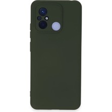 Newface Xiaomi Redmi 12C Kılıf Velura Kapak – Nano Silikon & Kadife Iç Yüzey - Koyu Yeşil