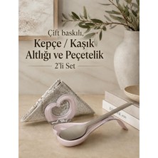 Okyanus Home Çift Baskı Kepçe Kaşık Altlığı ve Peçetelik Pembe