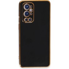 Newface One Plus 9 Pro Kılıf Aurex Kapak – Gold Detaylı Parlak Yüzey Premium Tasarım - Siyah
