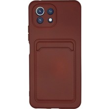 Newface Xiaomi Mi 11 Lite Kılıf Card Flex (Kartlıklı) - Bordo