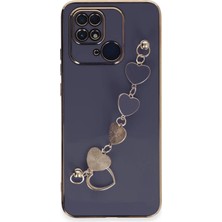 Newface Xiaomi Redmi 10C Elegant Charm Case (Kalpli Zincirli Kılıf) Elegant Silicone Cover - Gri