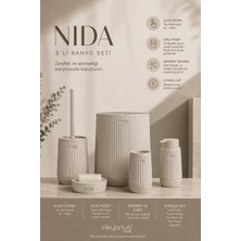 Okyanus Home Nida Bej 5'li Banyo Seti Modern Stil Suya Dayanıklı Kolay Temizlik Özellikli