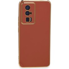 Newface Xiaomi Poco F5 Pro Kılıf Aurex Kapak – Gold Detaylı Parlak Yüzey Premium Tasarım - Kırmızı
