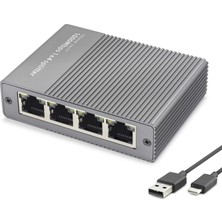 Skygo Gigabit Ethernet Switch 5 Port Type C Güç Girişli Gri HDX1414