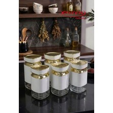 EVREN MUTFAK Beyaz 6 Parça Üçgen Vakum Kapaklı Cam Baharatlık Seti ve Metal Stant, Baharat Takımı 6’li Set