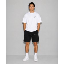 Backlain Mod Style Logo Erkek Oversize 2'li Takım Şort %100 Pamuk Rahat Kalıp