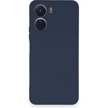 Newface Vivo Y16 Kılıf Velura Kapak – Nano Silikon & Kadife Iç Yüzey - Lacivert