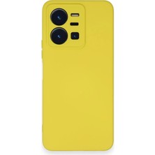 Newface Vivo Y35 Kılıf Velura Kapak – Nano Silikon & Kadife Iç Yüzey - Sarı