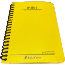 Folix Book Milet A6 Sarı Spiralli Renkli Kağıt Defter - Color Paper Notebook
