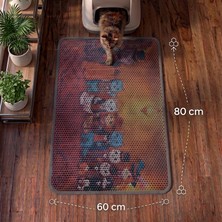Uygur Home Xl - Kraliyet Kedileri Temalı Petek Dokulu Kedi Kumu Yakalama Paspası - 60X80 cm