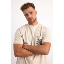 Vigoss Jeans VIGOSS ACTION OVERSIZE BASKILI ERKEK T-SHIRT CEPLİ 63084-30226