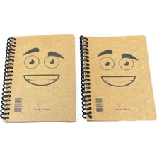 Magicline Magic Lines Spiralli Not Defteri Kraft Kapak Emoji Yüzlü Defter - Gülen Surat Tasarımlı Okul ve Ofis Defteri